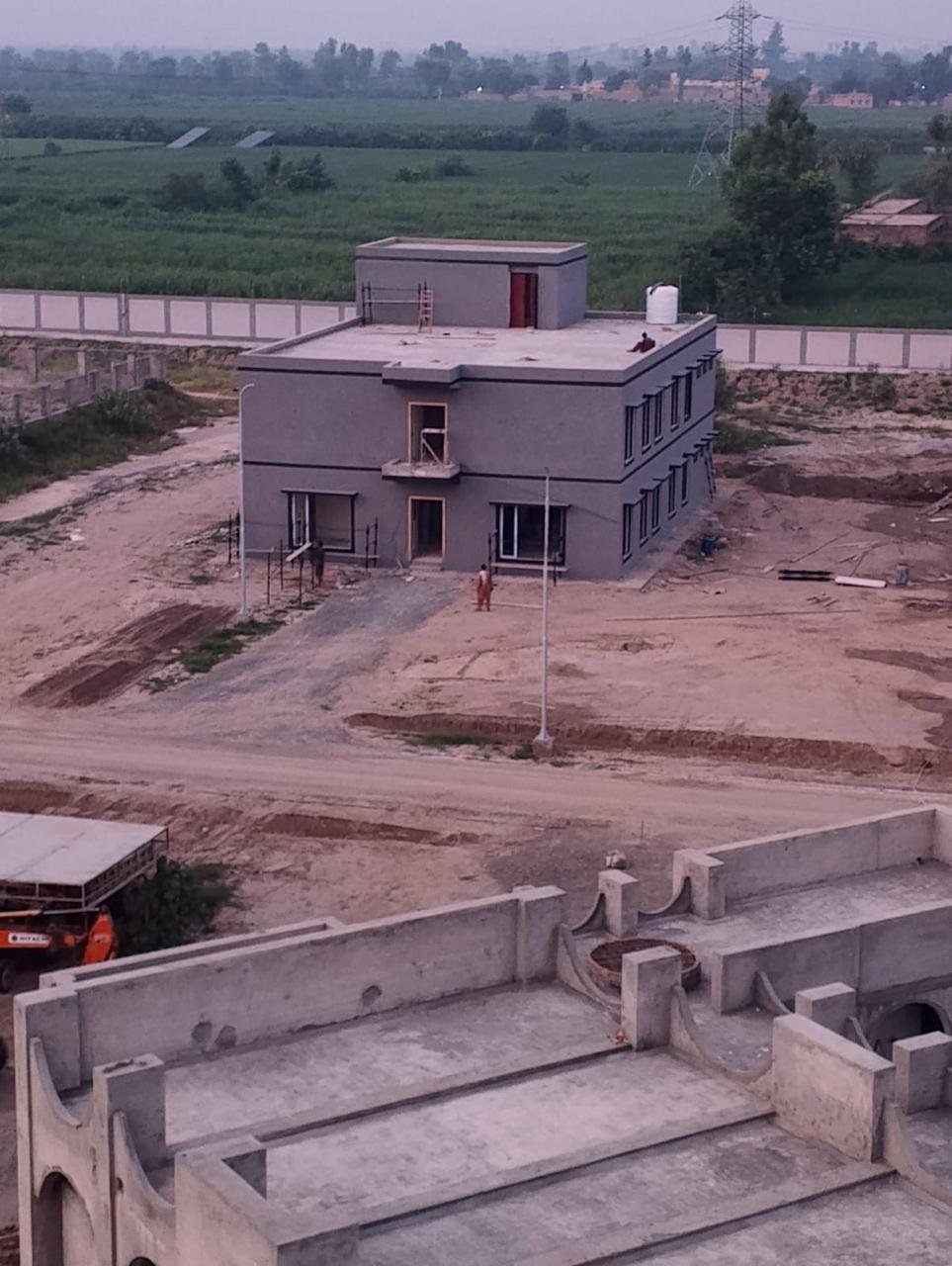 Residential building and adjoining colony works at Lalian.